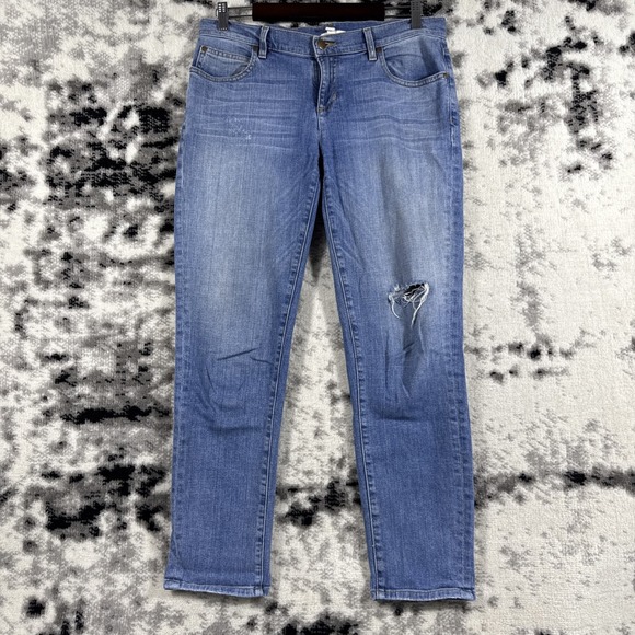 Eileen Fisher Denim - Eileen Fisher Jeans Womens Size 34x27 Light Wash Destroyed Organic Cotton Stretc